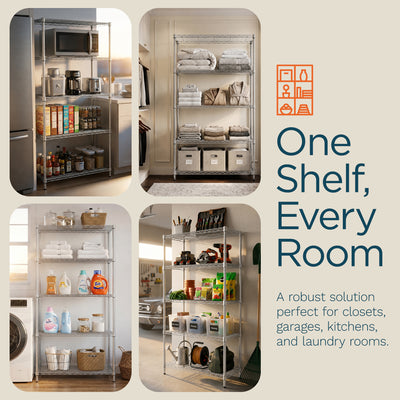 Honey-Can-Do 5-Tier Shelving Storage Rack Organizer, 200lb Shelf Capacity, Gray (Open Box)