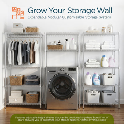Honey-Can-Do 5-Tier Shelving Storage Rack Organizer, 200lb Shelf Capacity, Gray (Open Box)