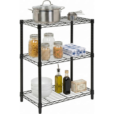 Honey-Can-Do 3-Tier Shelving Storage Rack Organizer, 350lb Shelf Capacity, Black