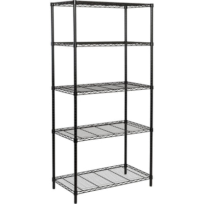 Honey-Can-Do 5-Tier Shelving Storage Rack Organizer, 350lb Shelf Capacity, Black (Open Box) - VMInnovations