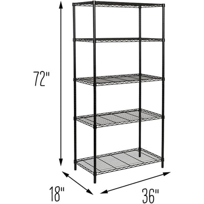 Honey-Can-Do 5-Tier Shelving Storage Rack Organizer, 350lb Shelf Capacity, Black (Open Box) - VMInnovations