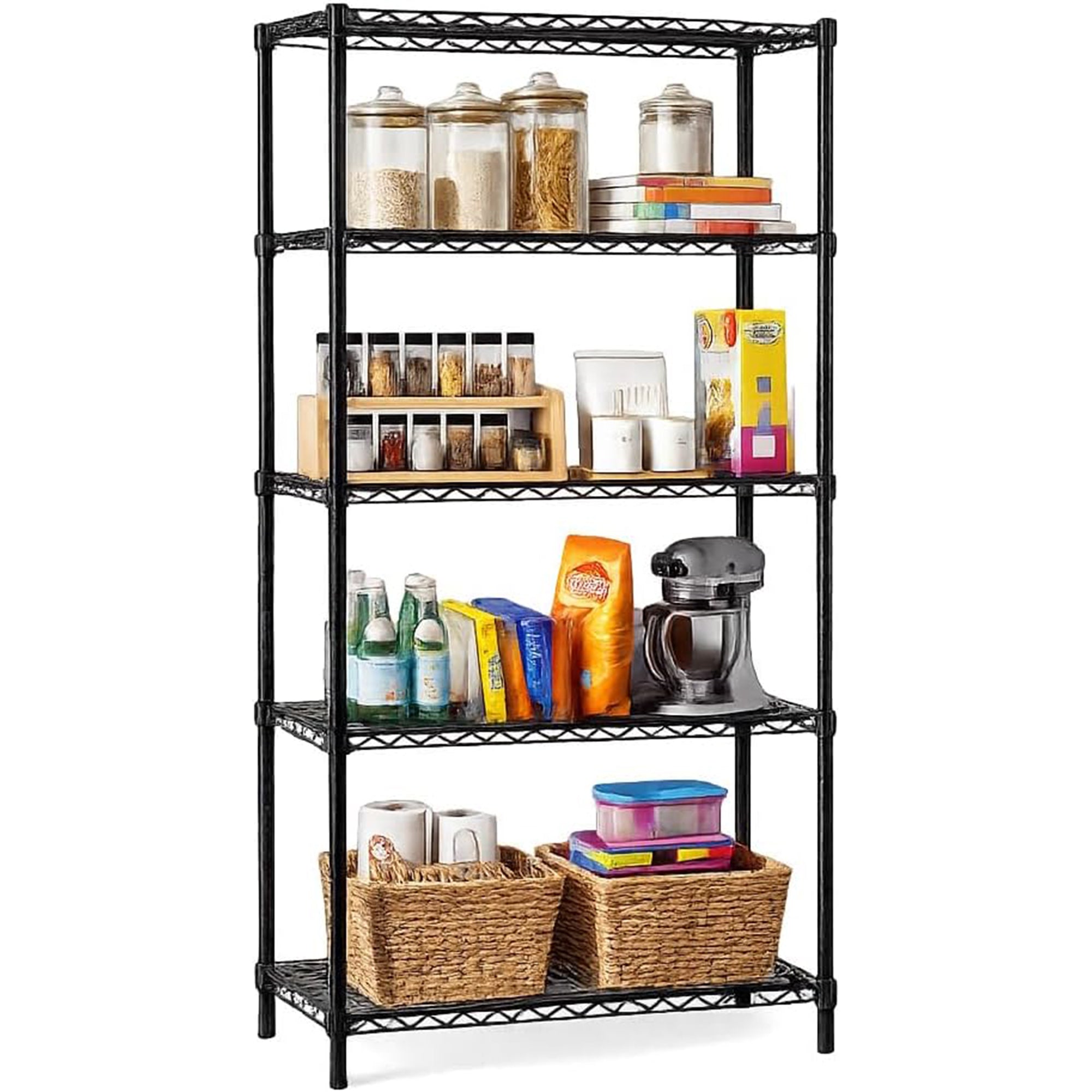 Honey-Can-Do 5-Tier Shelving Storage Rack Organizer, 350lb Shelf Capacity, Black (Open Box) - VMInnovations