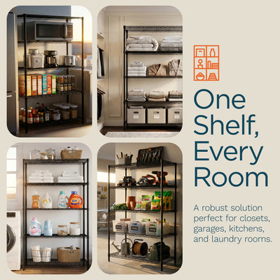 Honey-Can-Do 5-Tier Steel Wire Shelving Unit, Adjustable Metal Storage Rack
