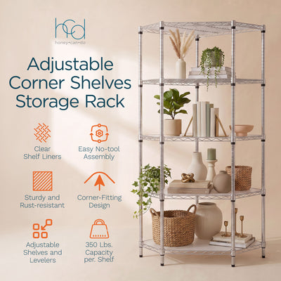 Honey-Can-Do 5Tier Corner Shelving Storage Organizer, 350lb Capacity (Open Box)
