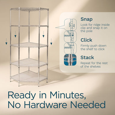 Honey-Can-Do 5Tier Corner Shelving Storage Organizer, 350lb Capacity (Open Box)