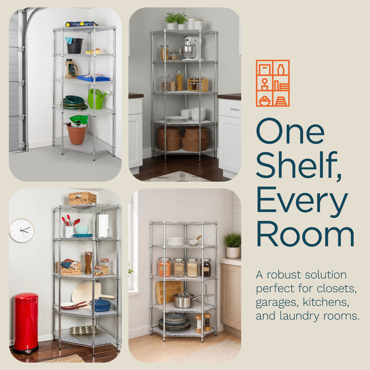 Honey-Can-Do 5Tier Corner Shelving Storage Organizer, 350lb Capacity (Open Box)