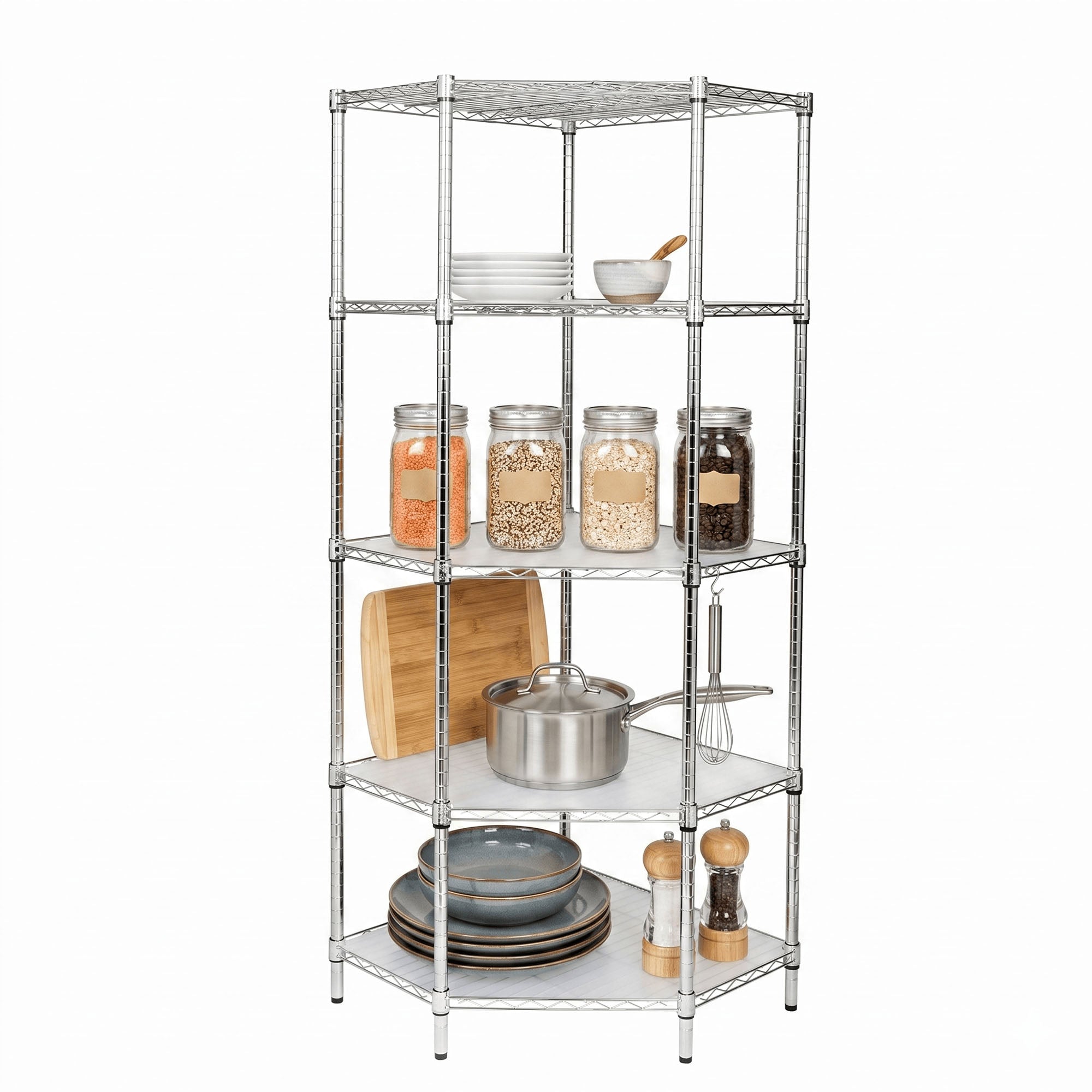 Honey-Can-Do 5Tier Corner Shelving Storage Organizer, 350lb Shelf Capacity, Gray - VMInnovations