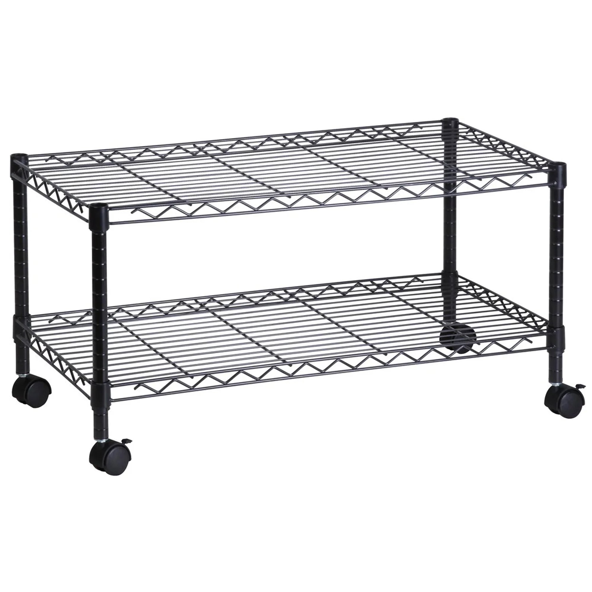 Honey-Can-Do 2-Tier Rolling Media Cart with Adjustable Steel Shelves, Black