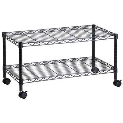 Honey-Can-Do 2-Tier Rolling Media Cart with Adjustable Steel Shelves, Black