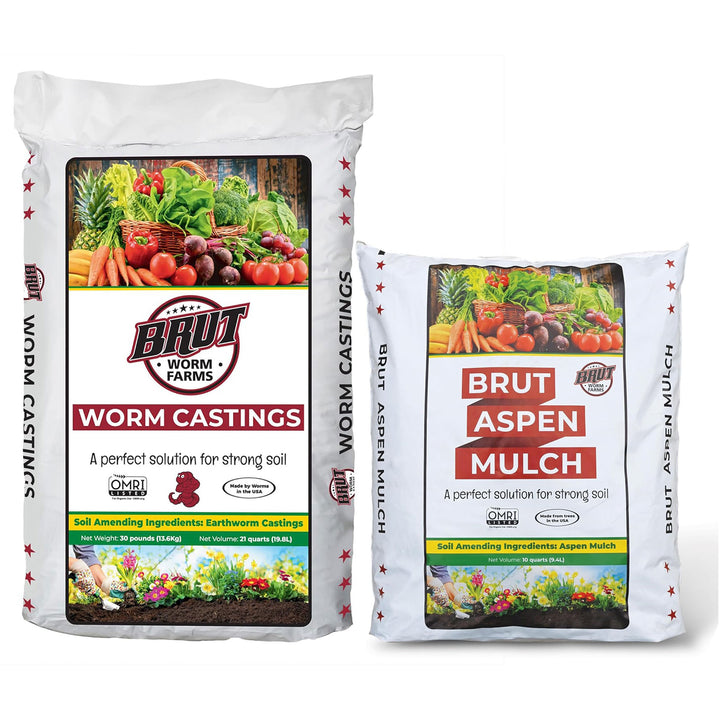 Brut Worm Farms Worm Castings Soil, Aspen Mulch, & Chicken Compost Garden Soil