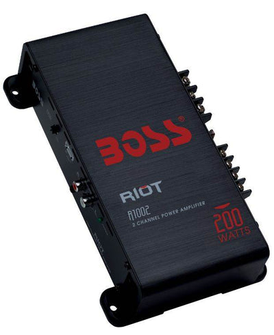 BOSS R1002 200W 2-Channel Car Audio Amplifier Amp & 8 Gauge Install Amp Kit&RCA