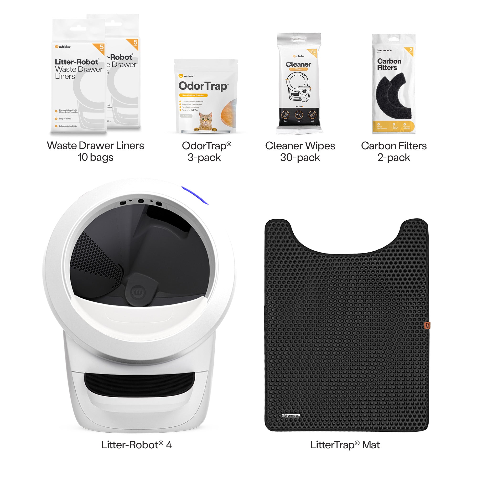 Litter-Robot 4 Supply & Accessory Bundle by Whisker, White