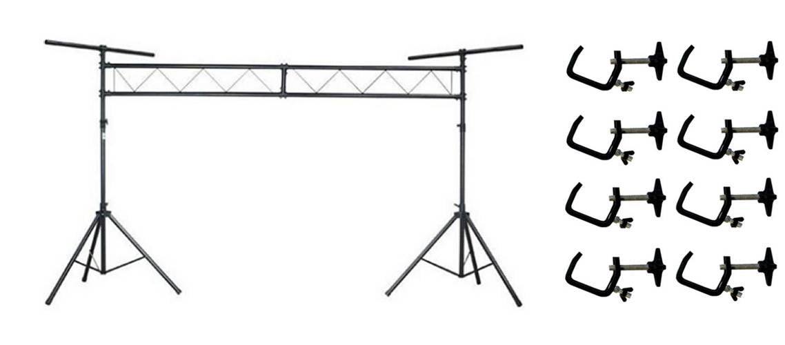 CHAUVET CH-31 Portable DJ Trussing T Bar Light Stand + (8) CLP-03 Light C-Clamps