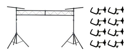 CHAUVET CH-31 Portable DJ Trussing T Bar Light Stand + (8) CLP-03 Light C-Clamps