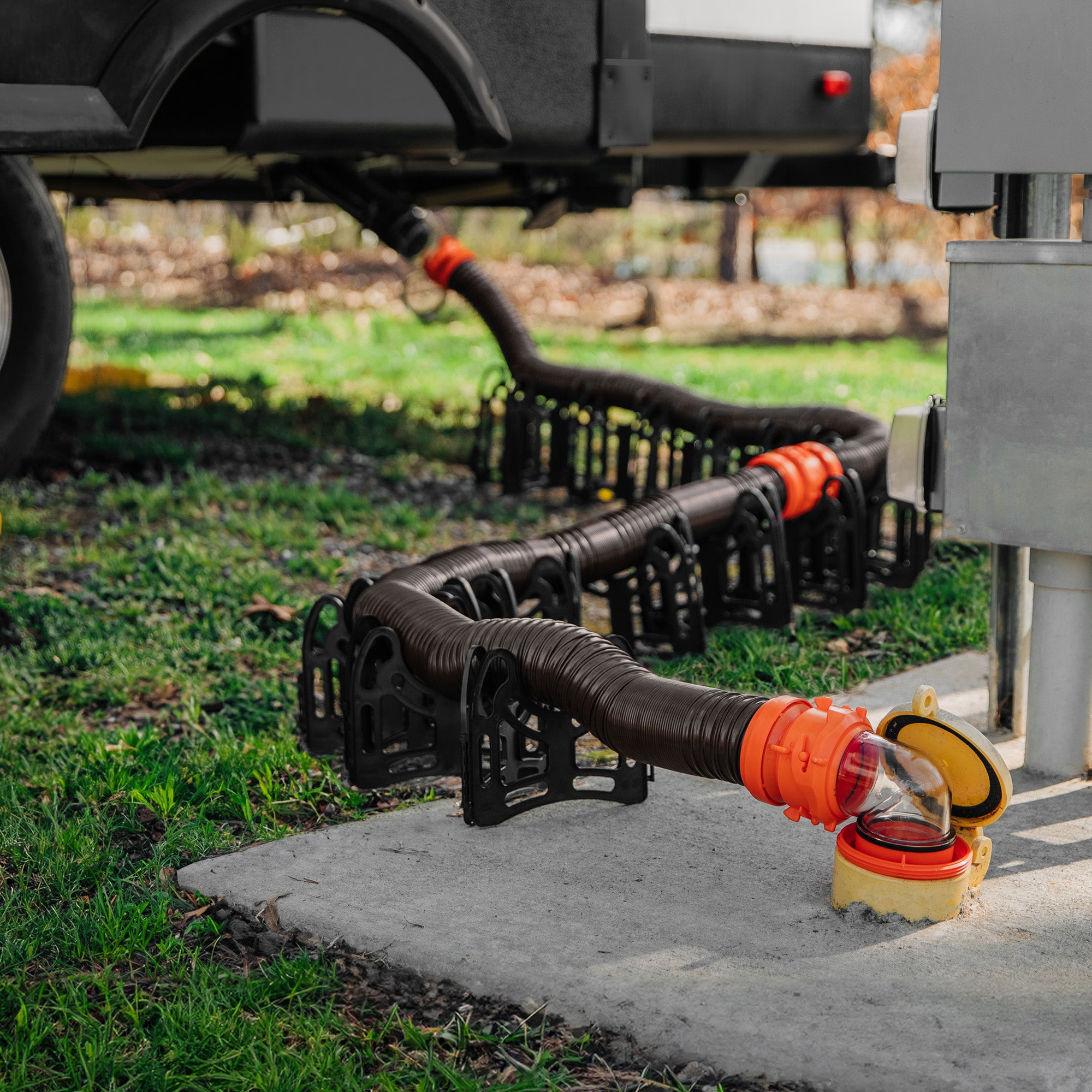 Camco Sidewinder 30' RV Sewer Hose Support, Gravity Flow Tool for Sewer Drainage - VMInnovations