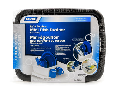 Camco RV Mini Dish Drainer and Sloped Tray, Compact Drying Rack for Small Sinks - VMInnovations