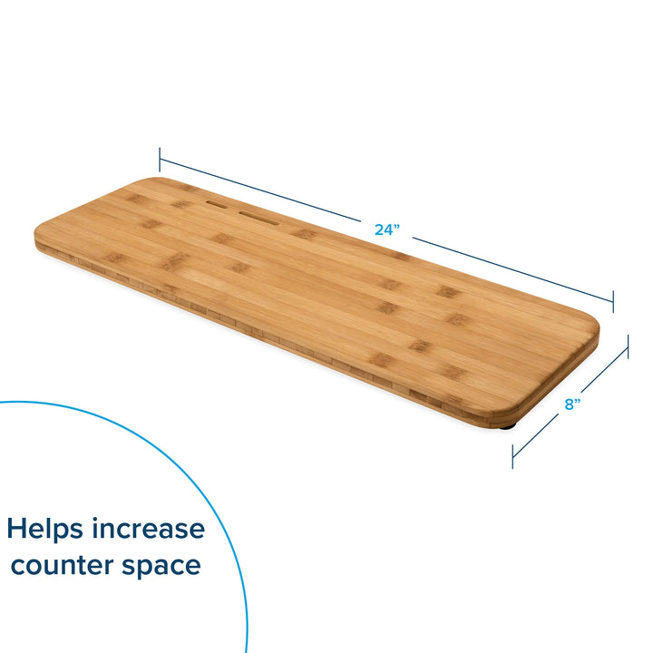 Camco Bamboo Over the Sink Cutting Board for RV and Marine Use, 24 x 8 Inches