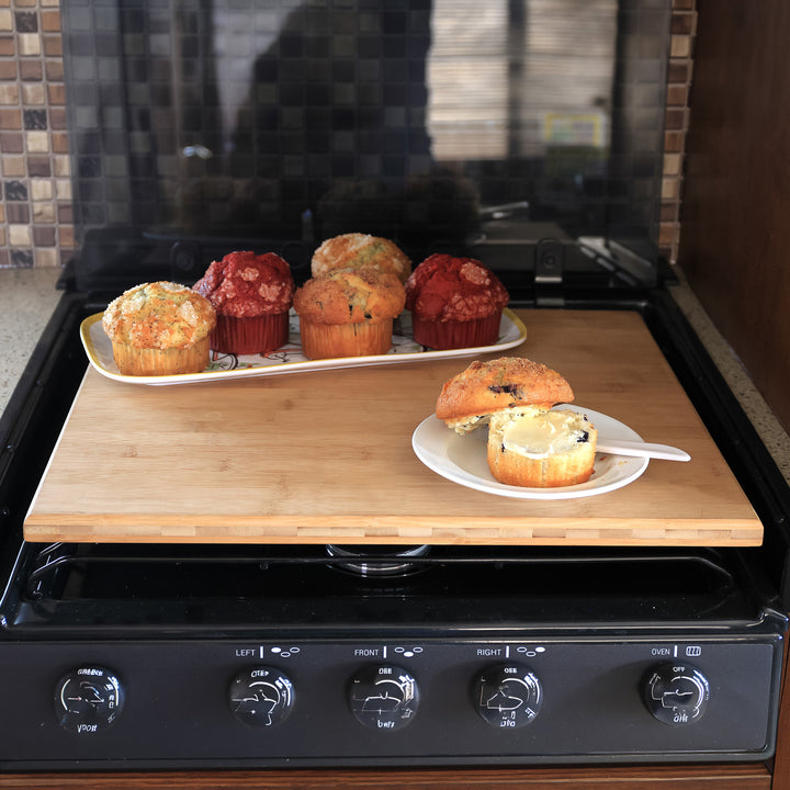 Camco Silent Top RV Stovetop Cover, Fits 3 or 4 Burner RV Stoves, 19.5”x17”x.75”