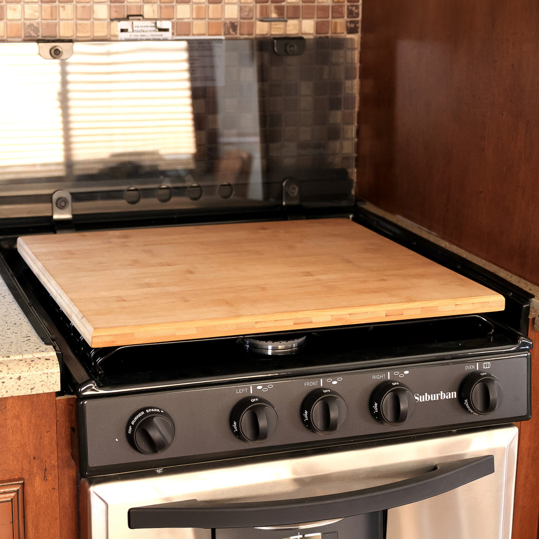 Camco Silent Top RV Stovetop Cover, Fits 3 or 4 Burner RV Stoves, 19.5”x17”x.75”