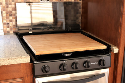 Camco Silent Top RV Stovetop Cover, Fits 3 or 4 Burner RV Stoves, 19.5”x17”x.75” - VMInnovations
