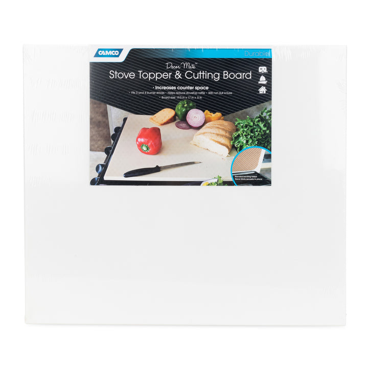 Camco Decor Mate RV Stove Topper & Workspace Board for Trailers & Campers, White - VMInnovations