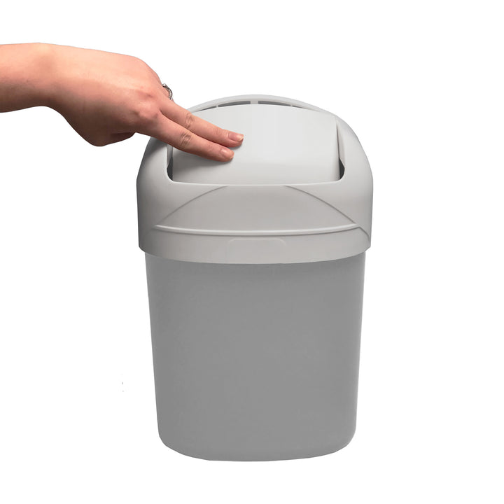 Camco Cabinet Mount Trash Can, Compact Waste Basket with Lid, 5 Quarts, Gray - VMInnovations