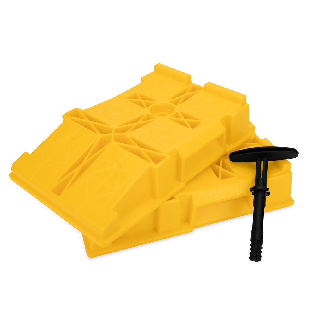 Camco FasTen Premium RV Leveling Trailer Ramps with T-Handle, 2.5" Lift, 2-Pack
