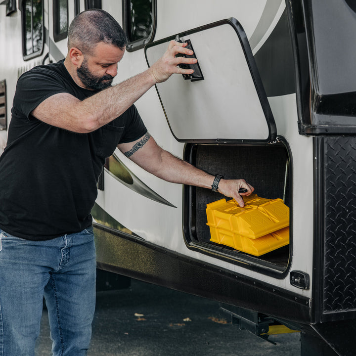 Camco FasTen Premium RV Leveling Trailer Ramps with T-Handle, 2.5" Lift, 2-Pack