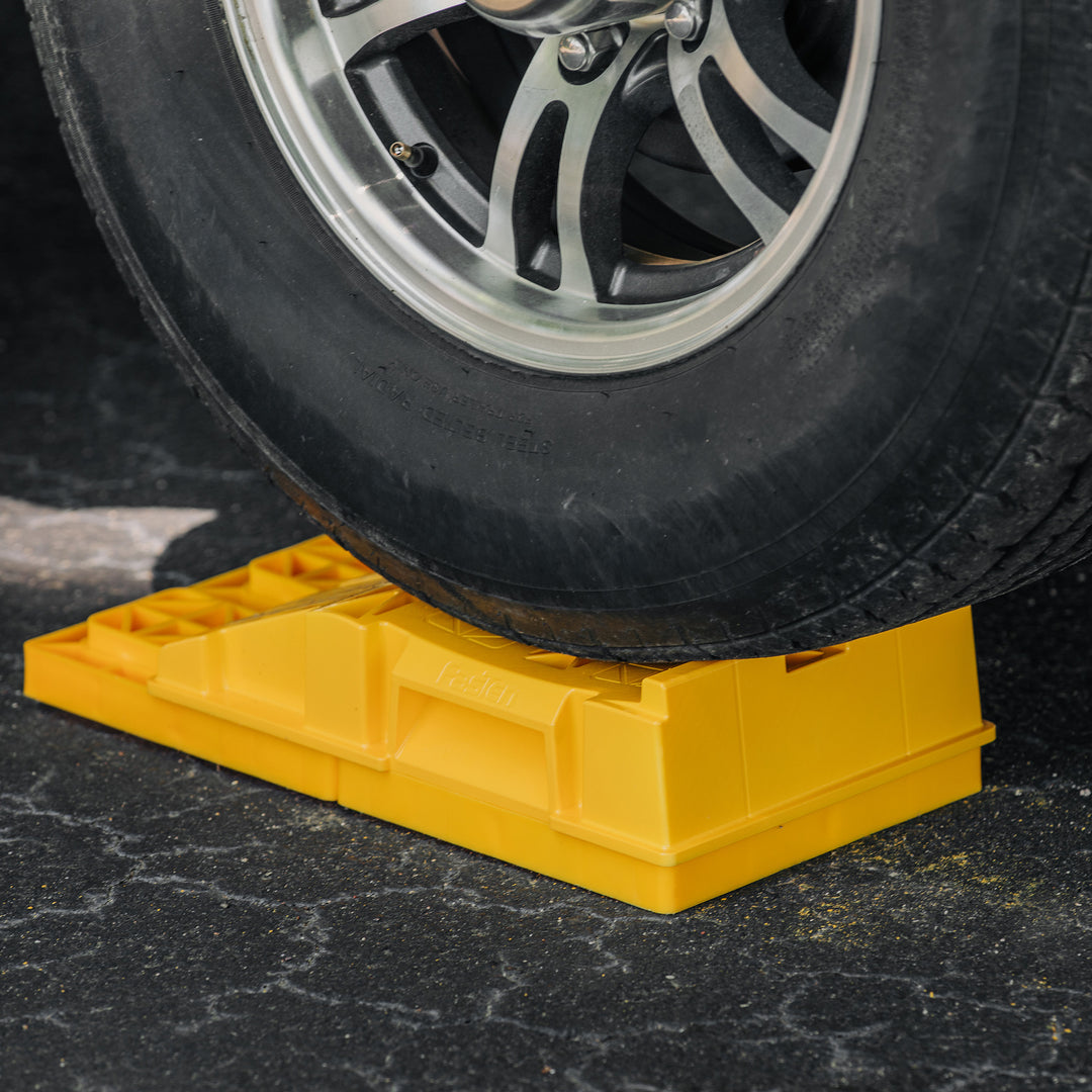 Camco FasTen Premium RV Leveling Trailer Ramps with T-Handle, 2.5" Lift, 2-Pack