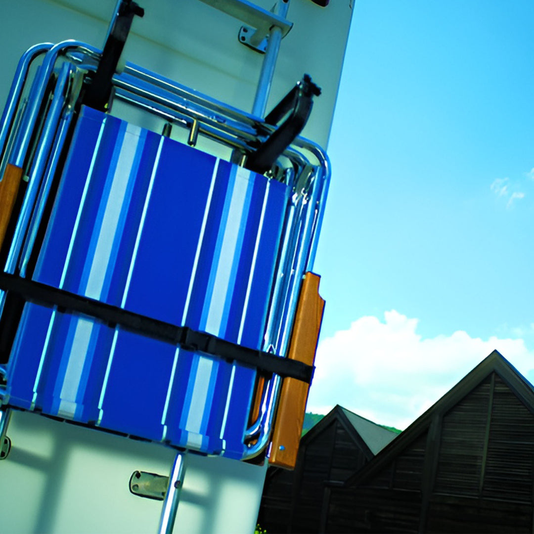 Camco Clamp-N-Carry Lockable Chair & Bike Rack for RV Ladders, Adjustable Strap - VMInnovations