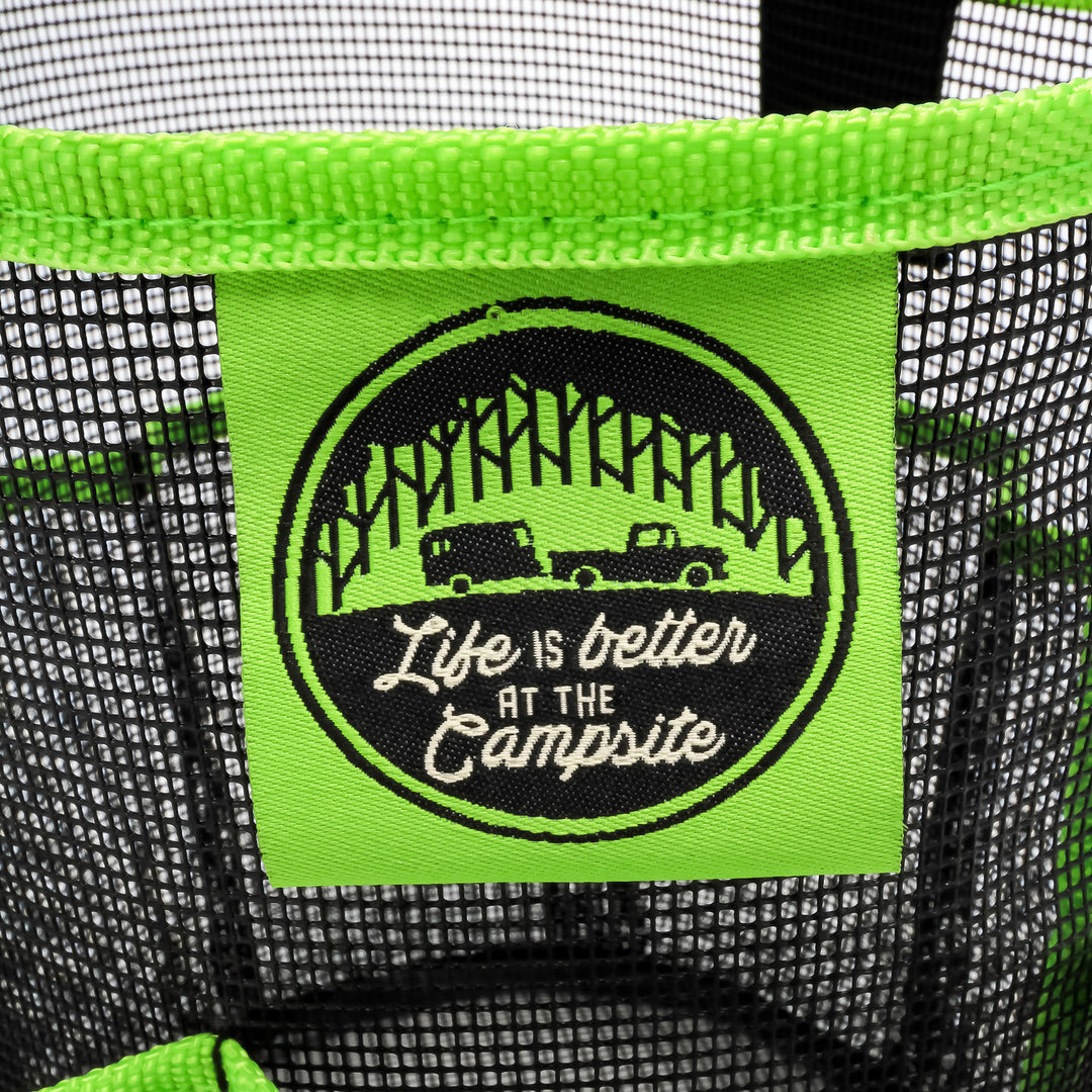 Camco Shower Caddy, Mesh Bag Bathroom Storage Accessory with Handle, Black/Green - VMInnovations
