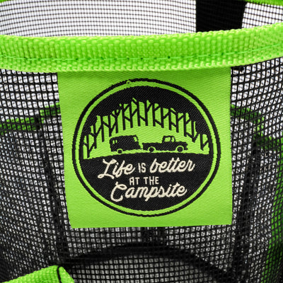 Camco Shower Caddy, Mesh Bag Bathroom Storage Accessory with Handle, Black/Green - VMInnovations