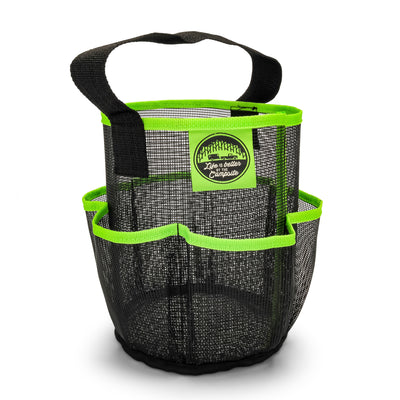 Camco Shower Caddy, Mesh Bag Bathroom Storage Accessory with Handle, Black/Green - VMInnovations