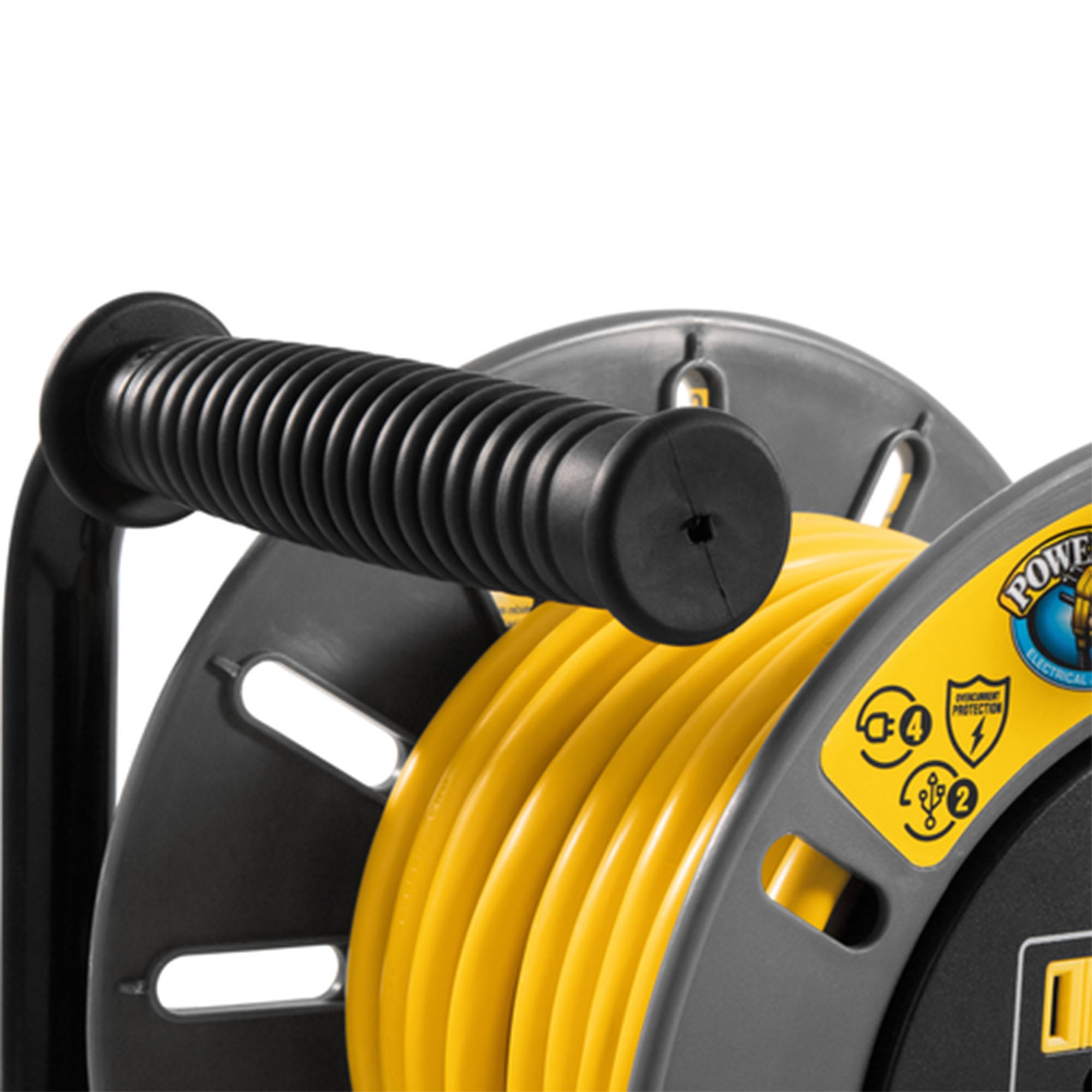 Camco 50 Foot Extension Cord Reel with 4 Electrical Outlets & 2 USB Ports, 125V - VMInnovations