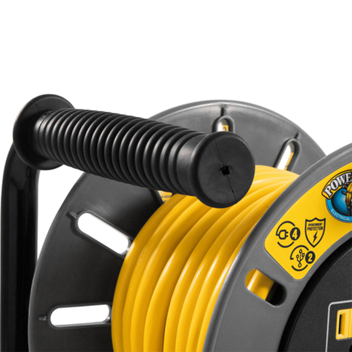 Camco 50 Foot Extension Cord Reel with 4 Electrical Outlets & 2 USB Ports, 125V - VMInnovations