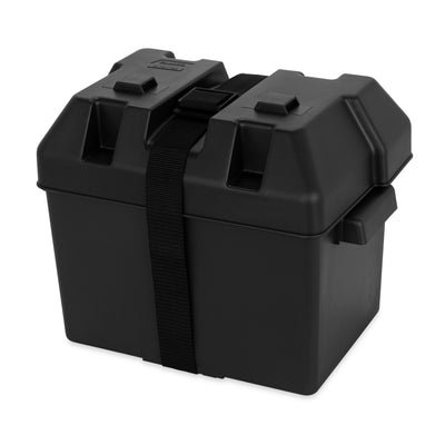 Camco Heavy Duty Group 24 Battery Box with Strap and Mounting Hardware, Black