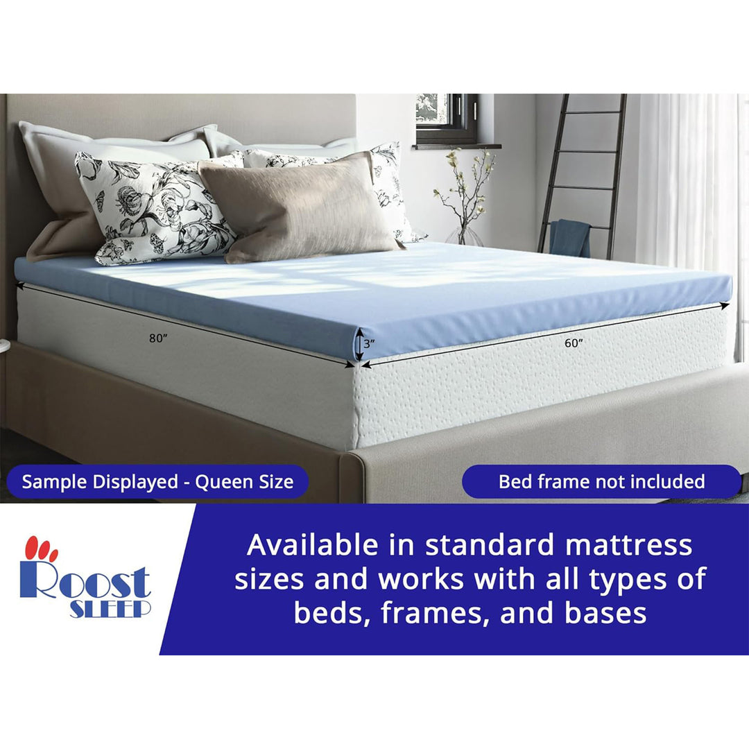 Roost Sleep Cool Cloud 3" Gel-Infused Memory Foam Cooling Mattress Topper, Queen