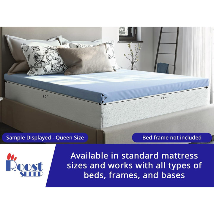 Roost Sleep Cool Cloud 3" Gel-Infused Memory Foam Cooling Mattress Topper, Queen