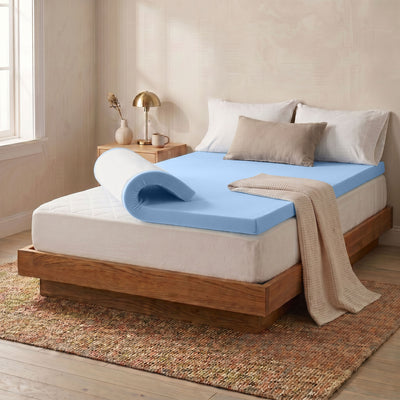Roost Sleep Cool Cloud 3-Inch Memory Foam King Mattress Topper with Cover, Blue