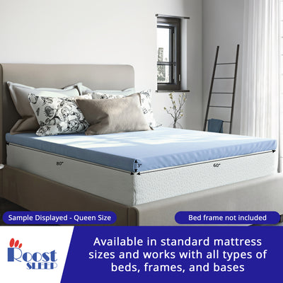 Roost Sleep Cool Cloud 3" Memory Foam Cali King Mattress Topper with Cover, Blue