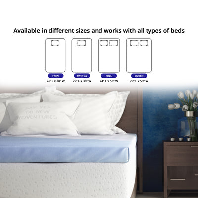 Roost Sleep Cool Cloud 3" Memory Foam Cali King Mattress Topper with Cover, Blue
