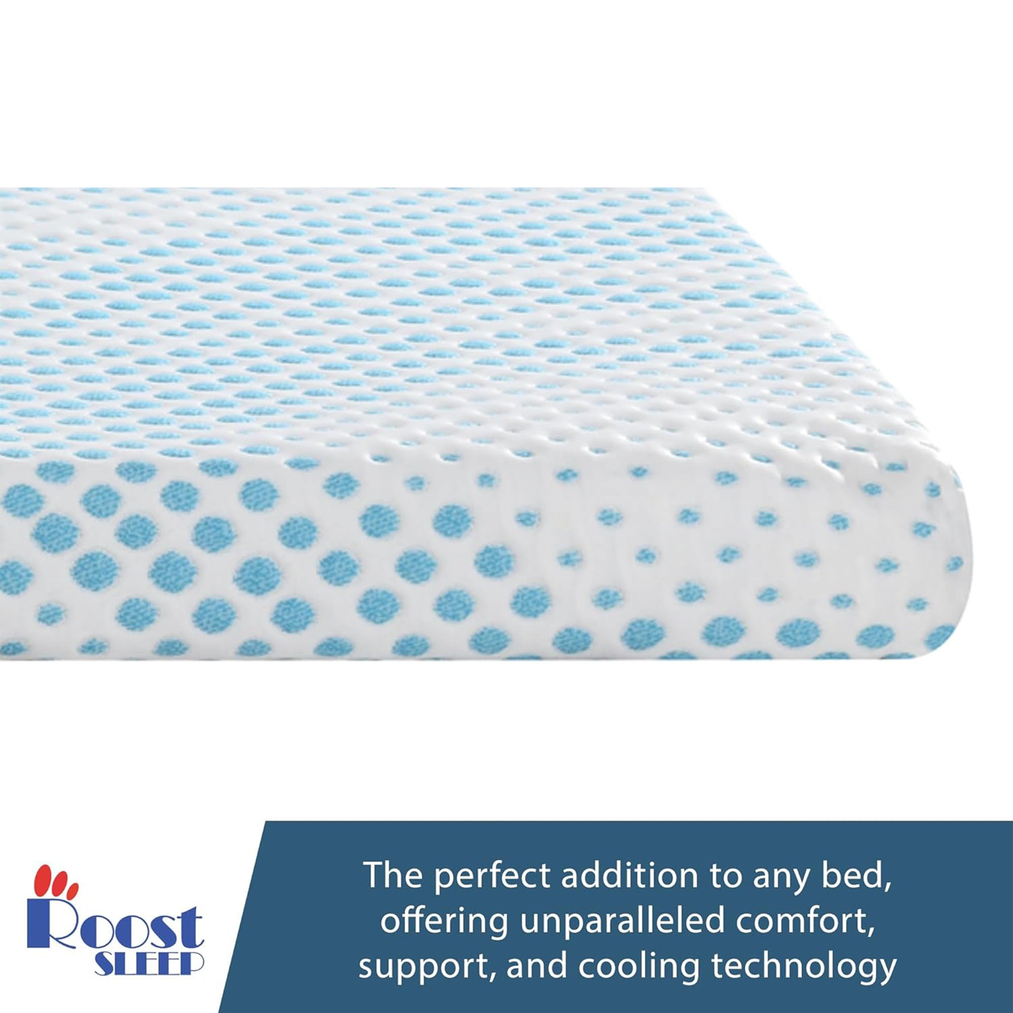 Roost Sleep Cool Cloud Supreme 3" Memory Foam Twin Mattress Topper, Blue