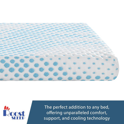Roost Sleep Cool Cloud Supreme 3" Memory Foam Twin Mattress Topper, Blue