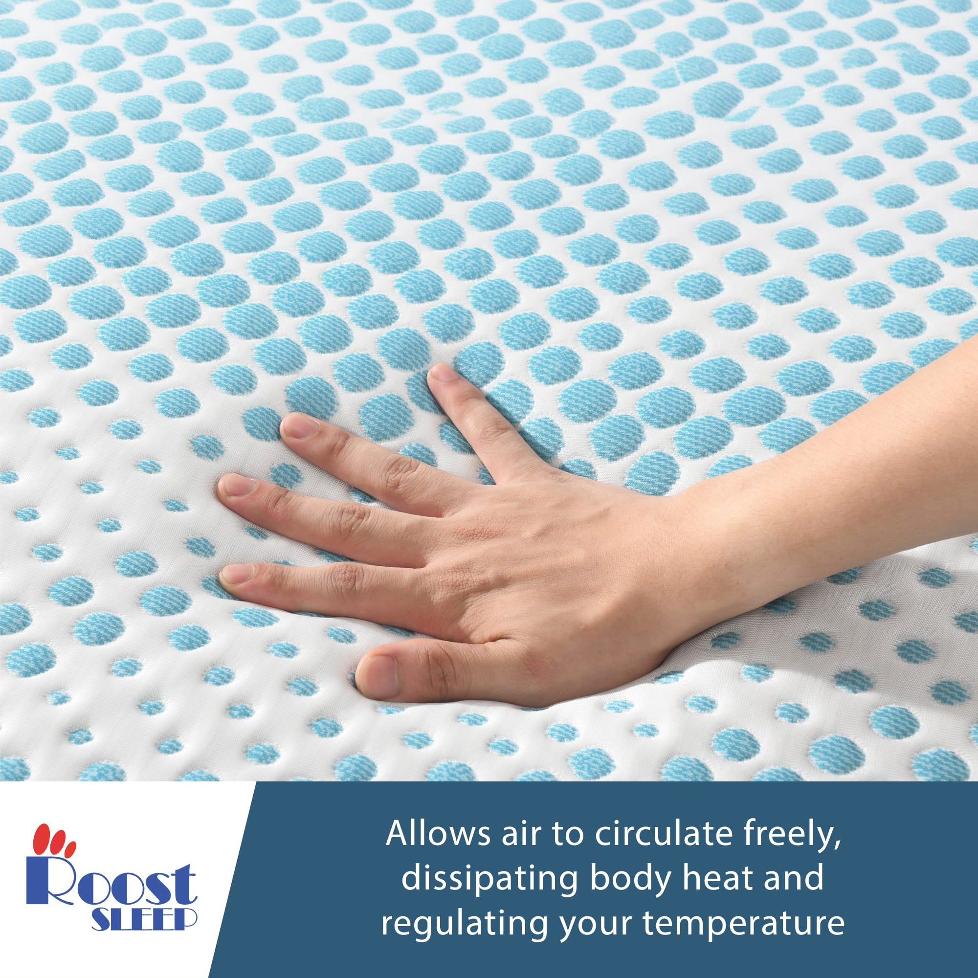 Roost Sleep Cool Cloud Supreme 3" Memory Foam Twin XL Mattress Topper, Blue