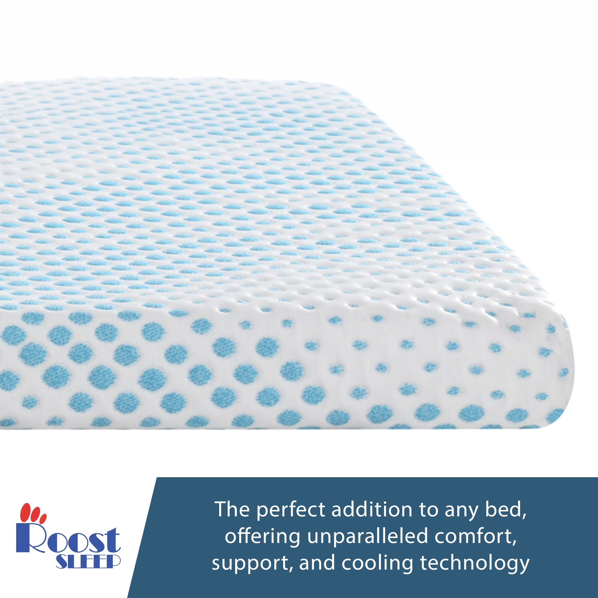 Roost Sleep Cool Cloud Supreme 3" Memory Foam Twin XL Mattress Topper, Blue