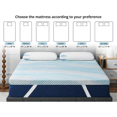 Roost Sleep Cool Cloud Supreme 3" Gel Memory Foam Cooling Mattress Topper, Queen (Used)