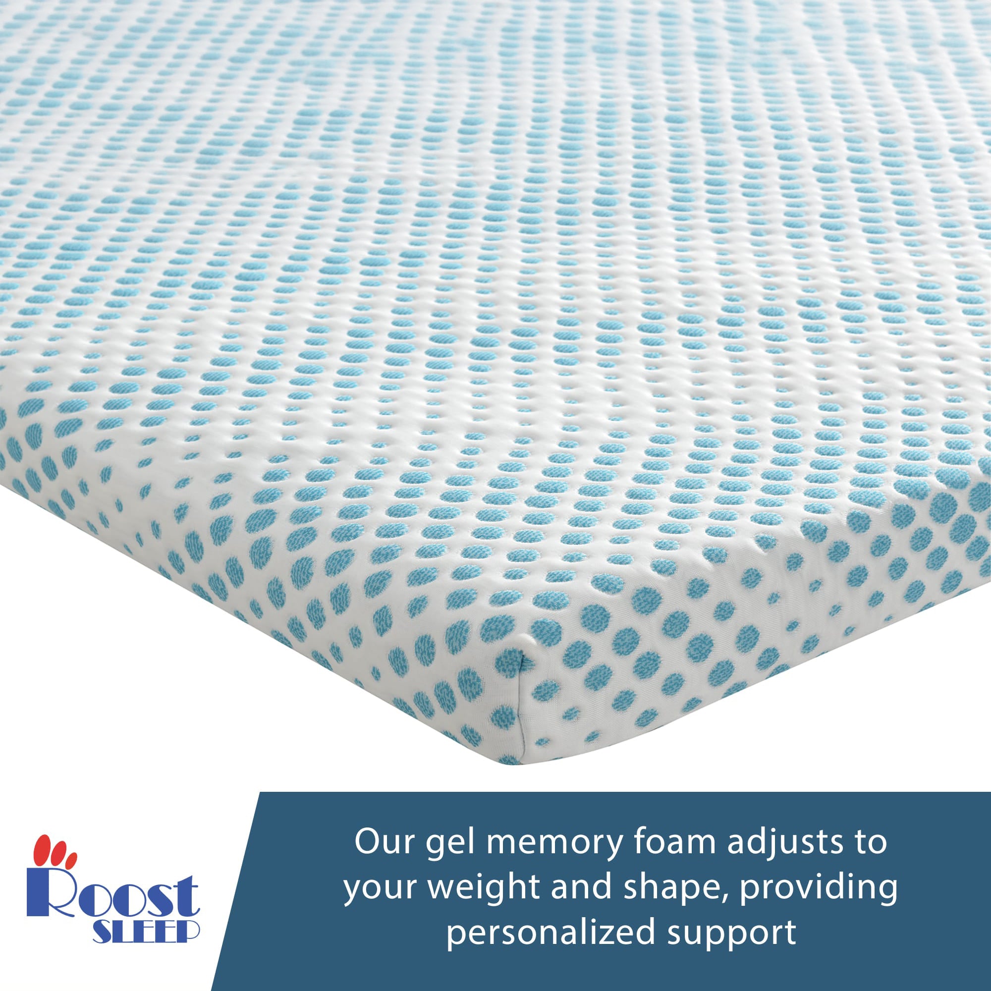 Roost Sleep Cool Cloud Supreme 3" Memory Foam Cali King Mattress Topper, Blue