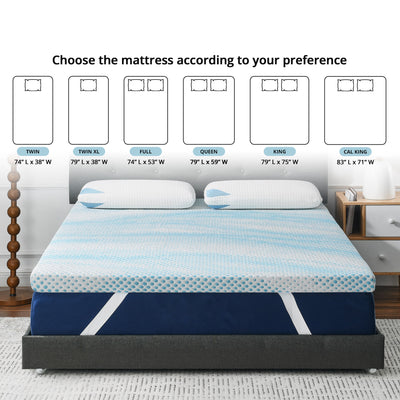 Roost Sleep Cool Cloud Supreme 3" Memory Foam Cali King Mattress Topper, Blue