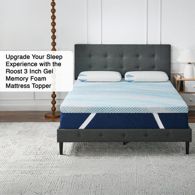 Roost Sleep Cool Cloud Supreme 3" Memory Foam Cali King Mattress Topper, Blue