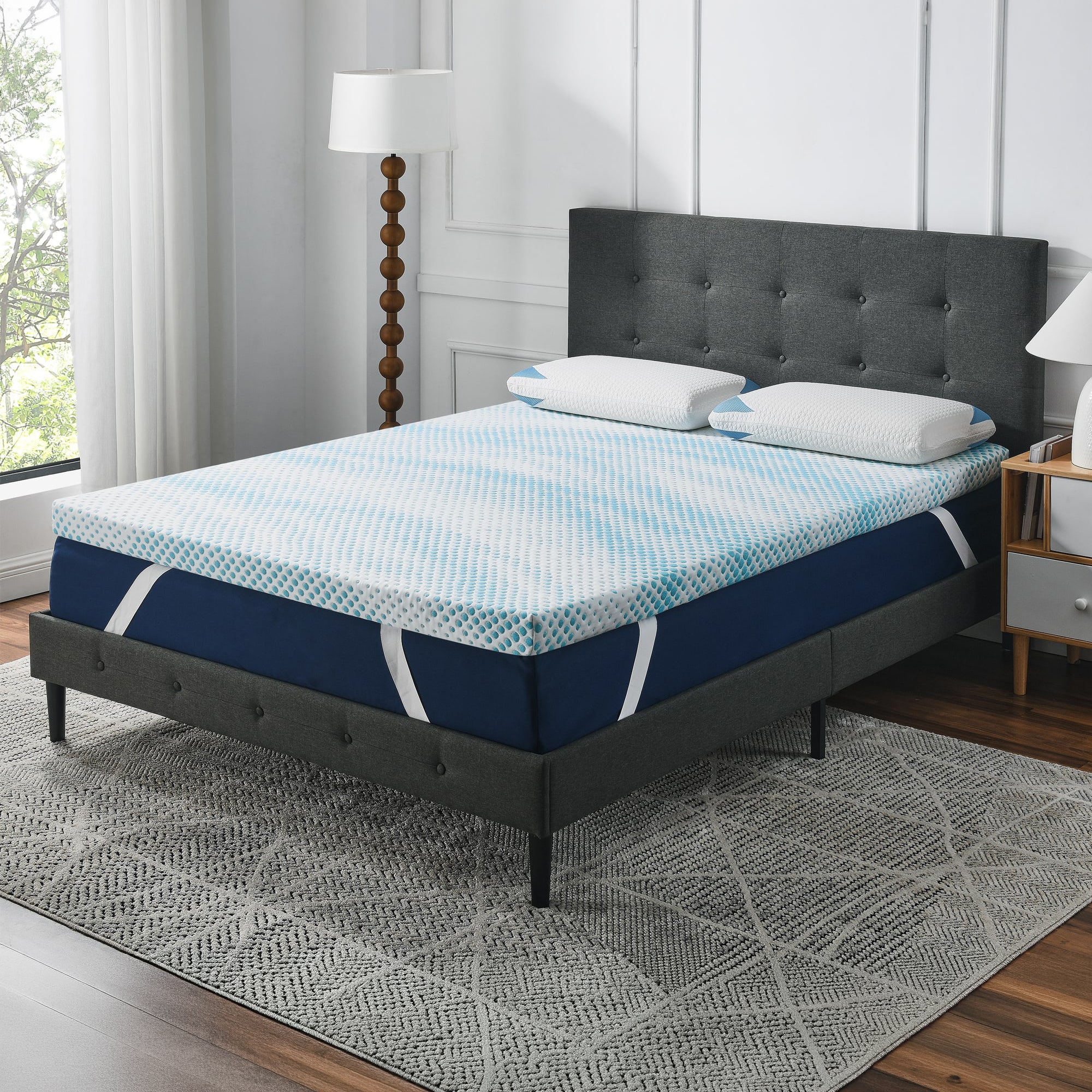 Roost Sleep Cool Cloud Supreme 3" Memory Foam Cali King Mattress Topper, Blue